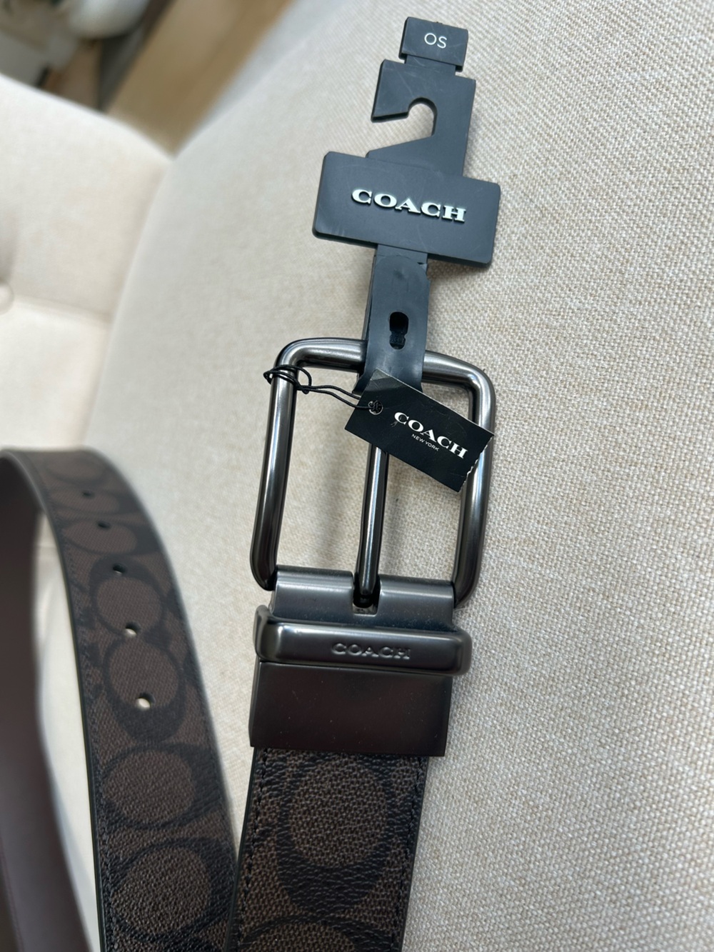 NWT Coach Men’s Signature Canvas Reversible Belt - Brown Designer